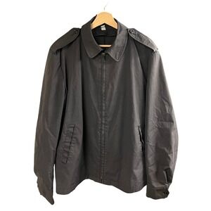 VTG 44R Dark Gray Sun Faded Cropped Utility Jacket Military Style Workwear Zip